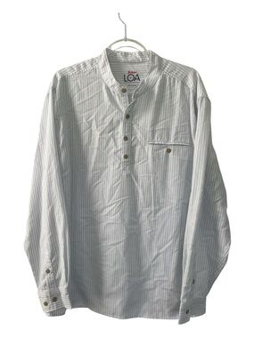 RailRiders LOA Safe Passage Hiking Grey White Stripe Long Sleeve Shirt Large